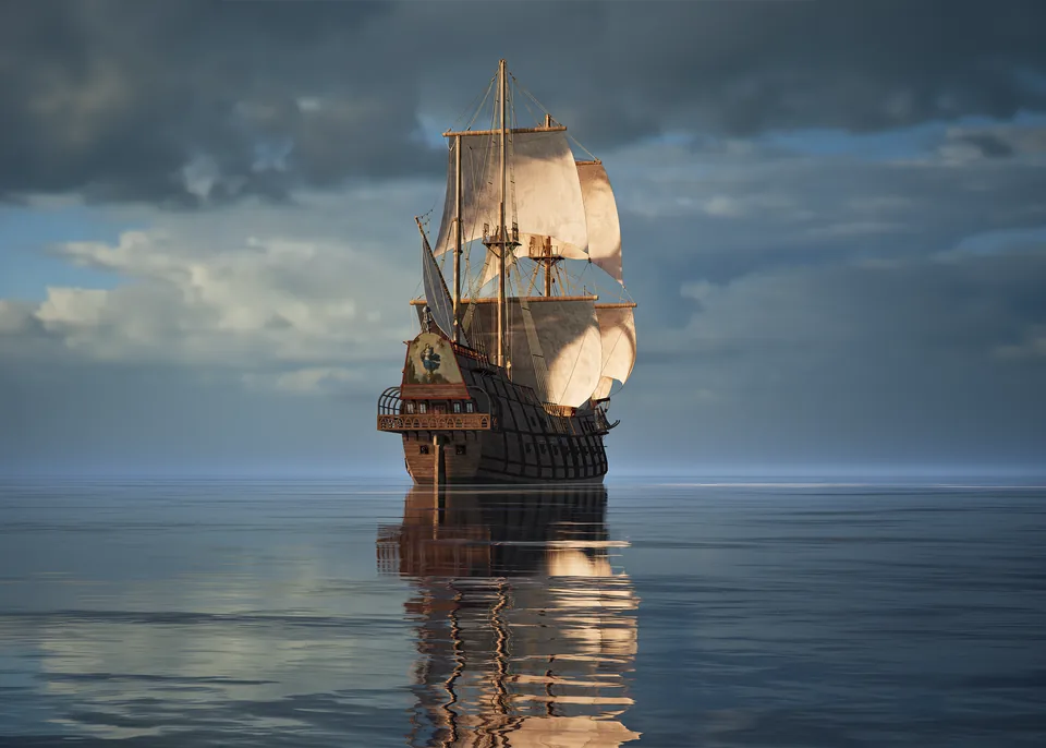 El Galeón de Manila navegando en el Pacífico