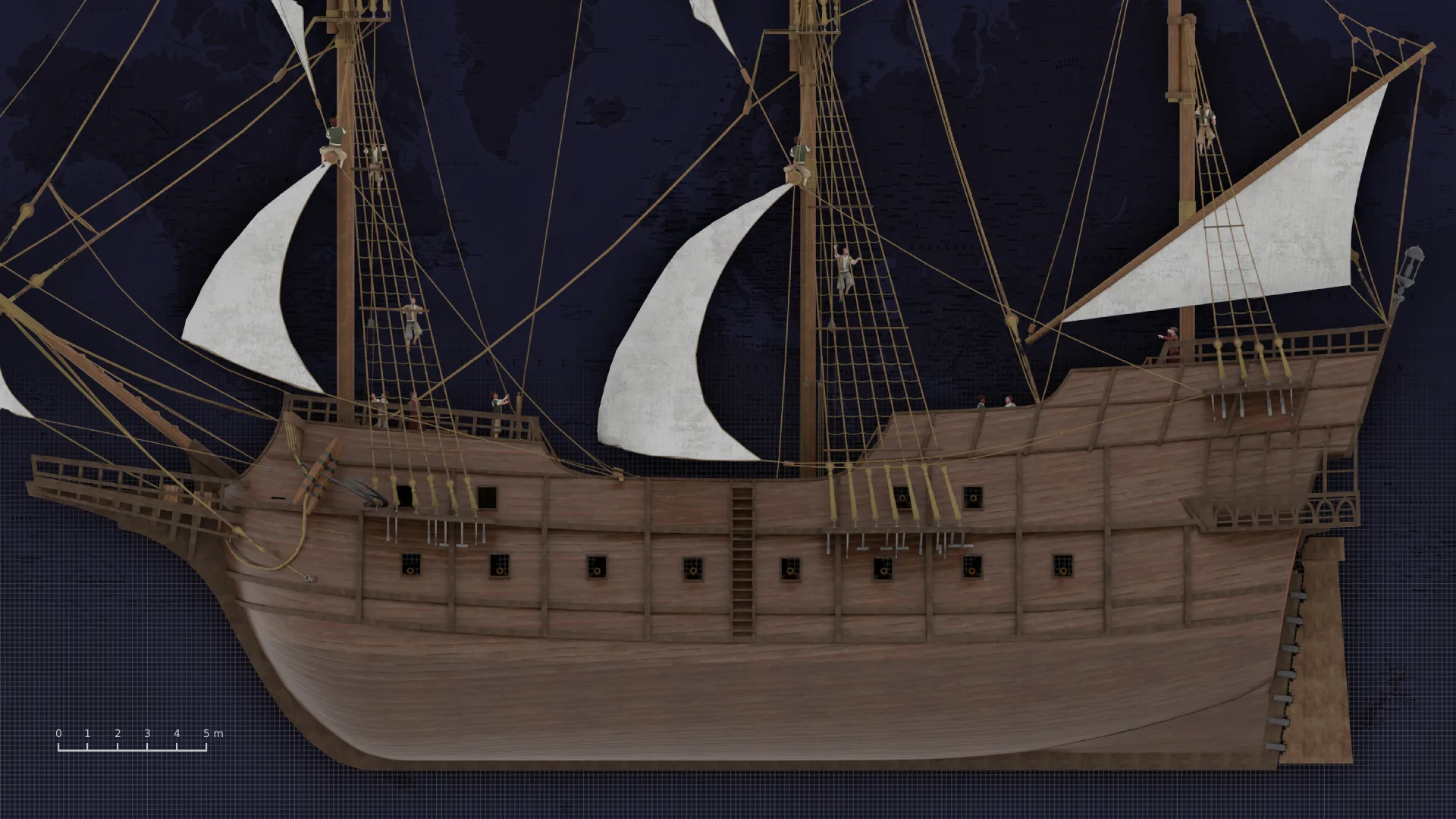 Reconstrucción 3D del exterior del Galeón de Manila