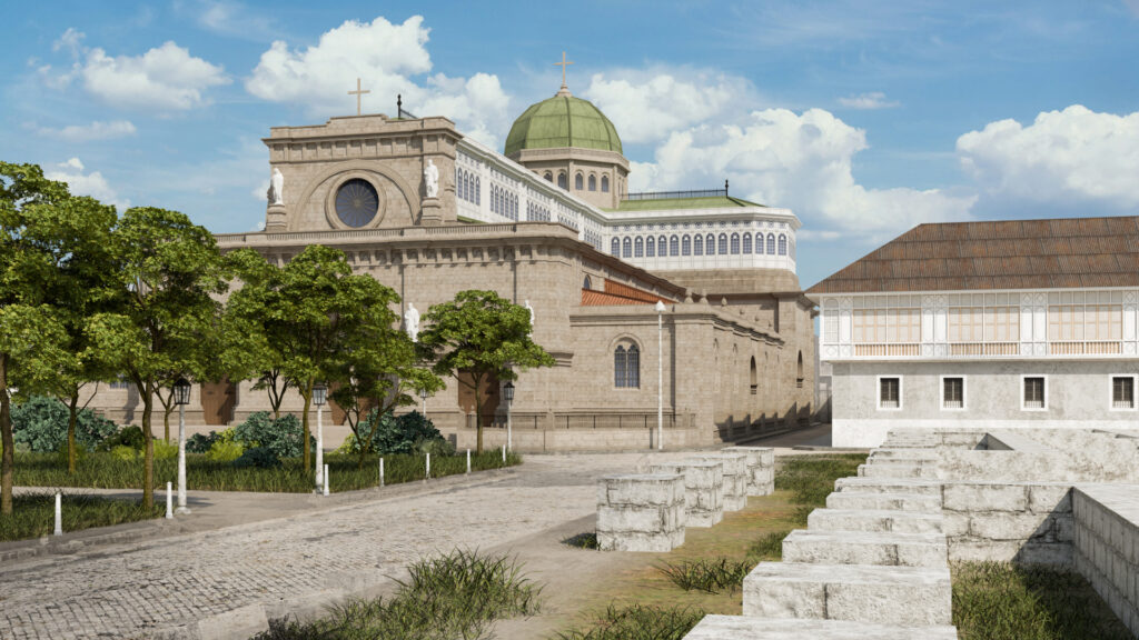 Reconstrucción de la plaza de Intramuros, en Manila