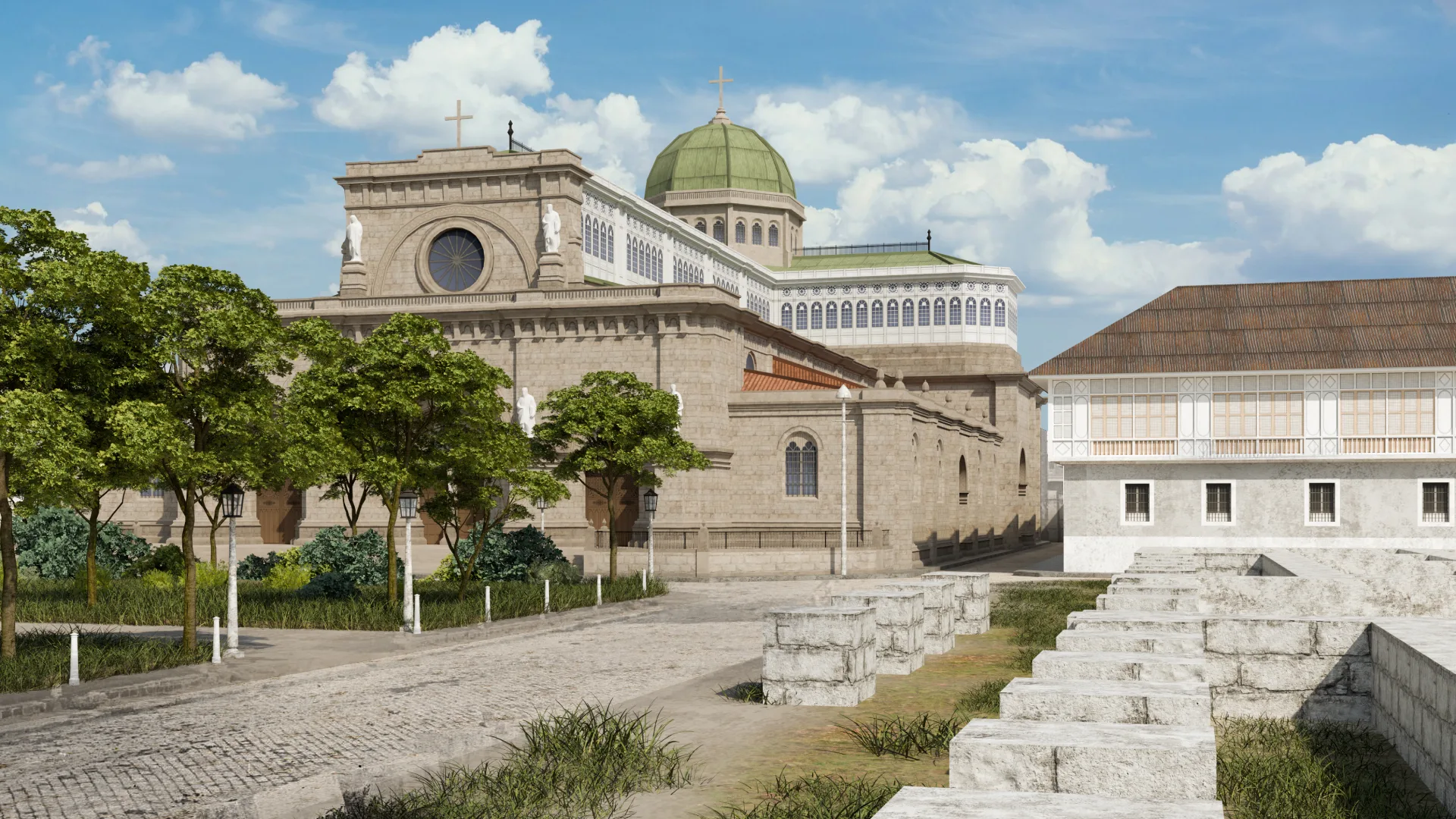 Reconstrucción digital de la plaza de Intramuros a finales del siglo XIX